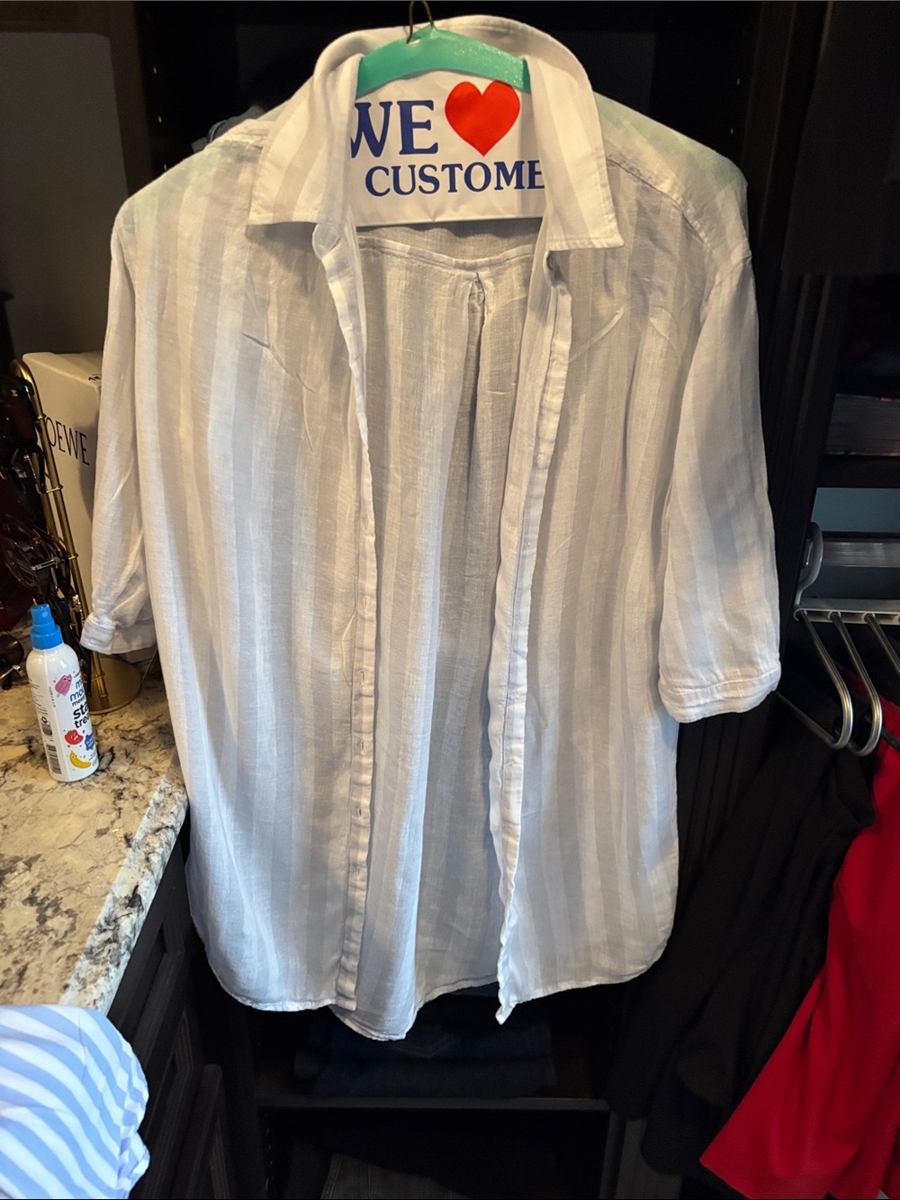 Classic White  Linen-Blend Button-Up Swim Coverup